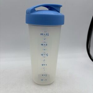 Tupperware Bottle Container Quick Shake 23 oz Clear Blue Lid Purple Insert 3 Pc